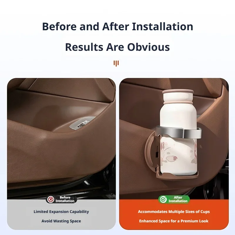 Car Cup Holder Folding ABS Design Elastic Back Clip Dual Use Door Side Clamp Phone Support Interior Storage Accessory