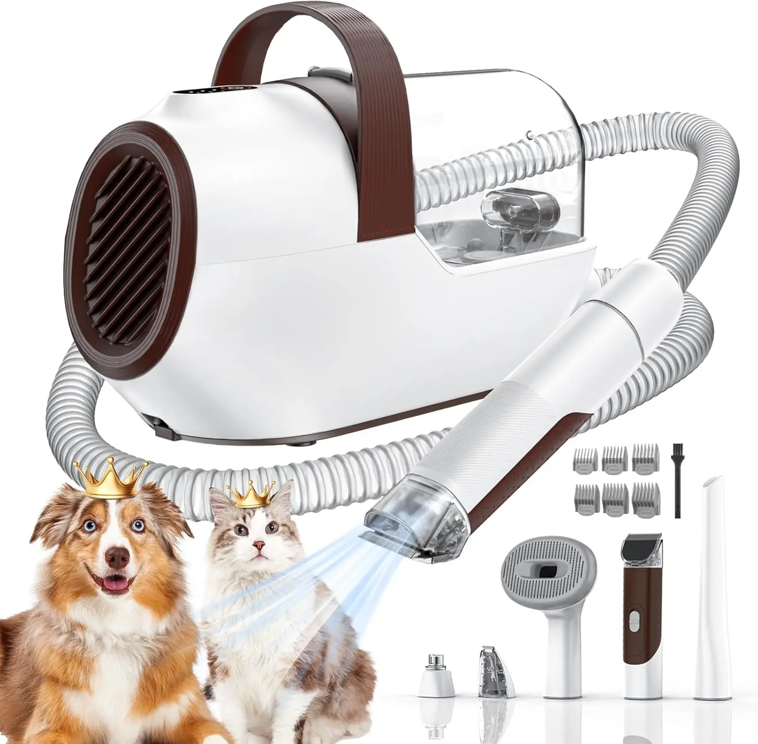 

Dog Grooming Vacuum Kit with Clipper Nail Grinder, 6 Tools for Pet Care and Cleaning