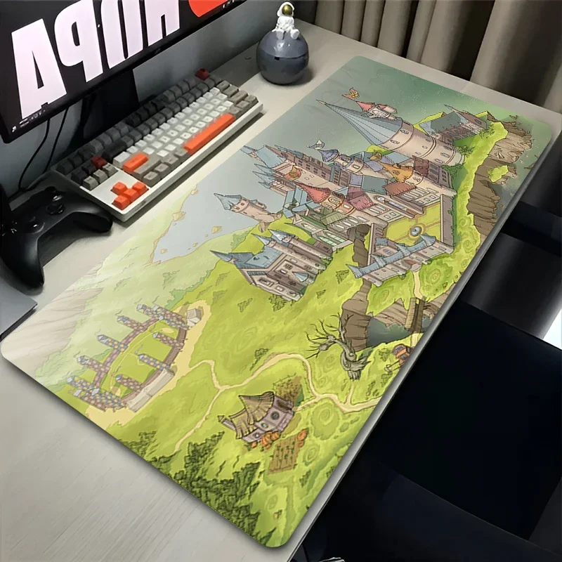 Alfombrilla de ratón para ordenador portátil, alfombra para teclado de plantas verdes, XXL, Potters Harries, alfombrilla para ratón, PC, Castillo de Anime, alfombrilla de escritorio de dibujos animados, gabinete de jugador, alfombra HD