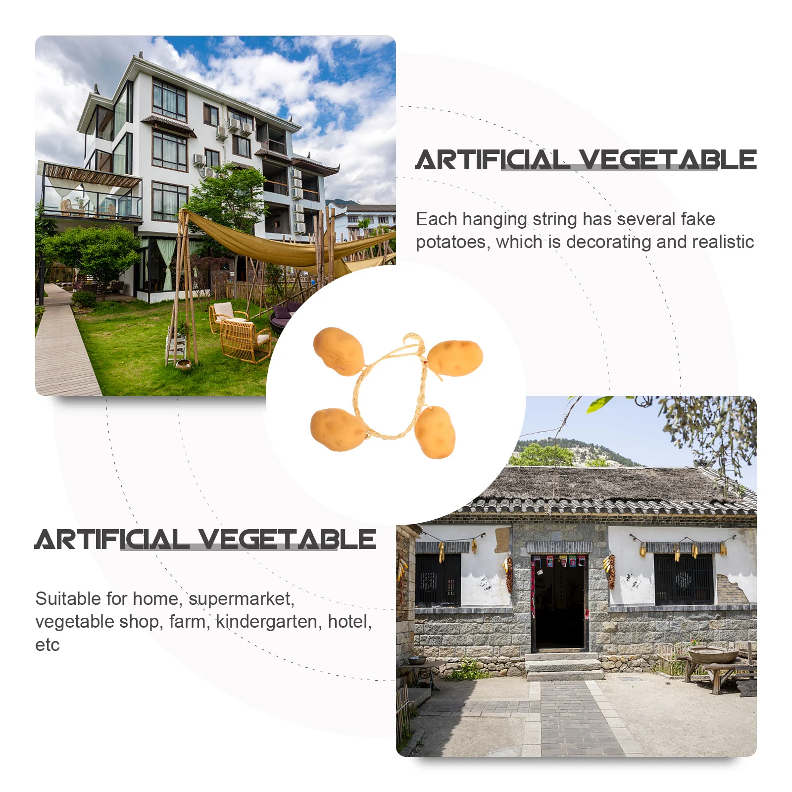 

5 Strings Artificial Potato Pendants Farm Wall Hanging Decoration Vegetable Accessories for Home Kitchen Potato Hanging Prop