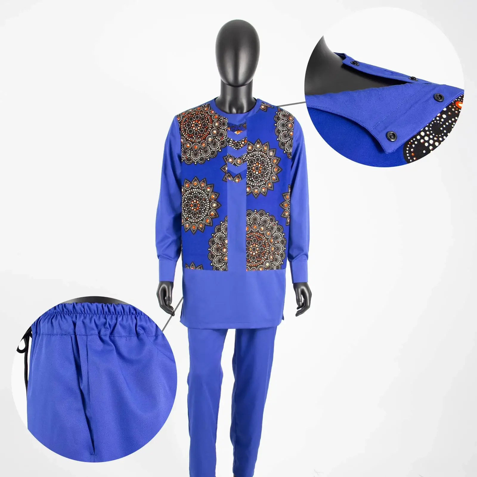 Men`s Casual Tracksuit African Clothing Dashiki Tops and Trousers 2 Piece Set Ankara Shirts Blouse Tribal Outfits A2116058