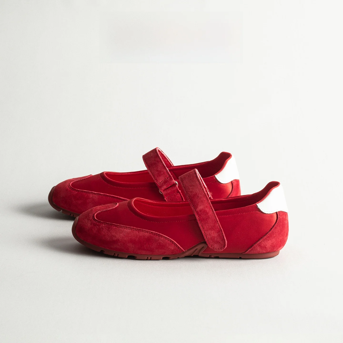 

Leather Ballet Style Dequn Shoes Women's Casual Sports Flat Lightweight Mary Jane Single Shoes Magic Tape round Toe All Season