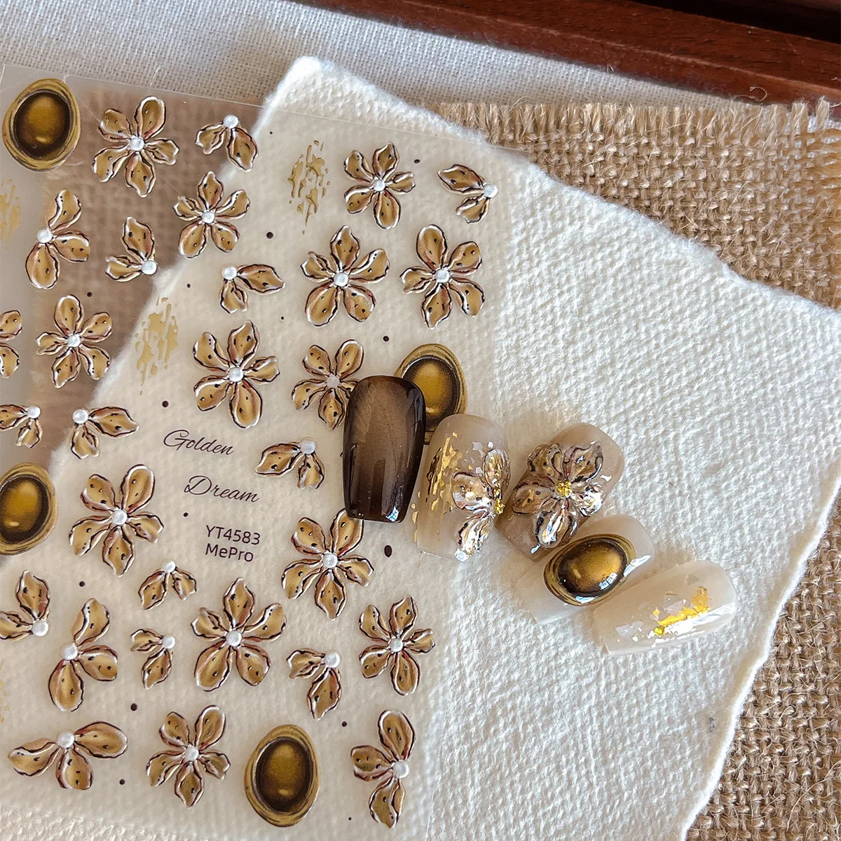 Embossed 5D Flower Nail Stickers Pink/Purple Floral Nail Decal Stickers for DIY Manicure Women Party Wedding Dating Daily Use