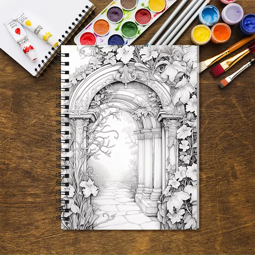 Buku Mewarnai Dewasa - 8,3x11,2 inci, 32 halaman, Jalur Taman Fantasi - Membantu menghilangkan stres dan membuat hadiah yang luar biasa