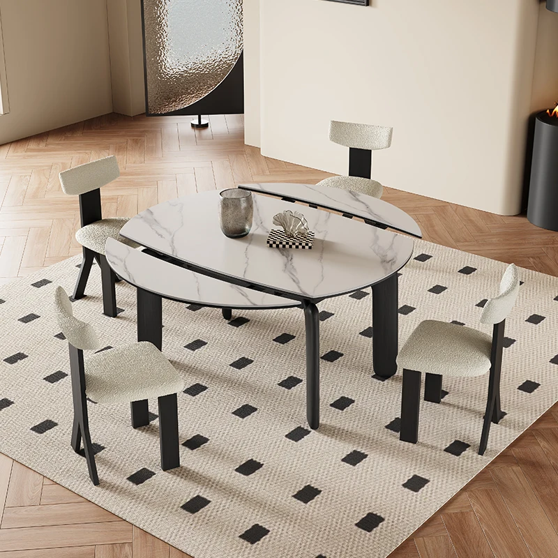 Losa de roca retráctil, mesa redonda variable, mesa de comedor medieval de madera maciza