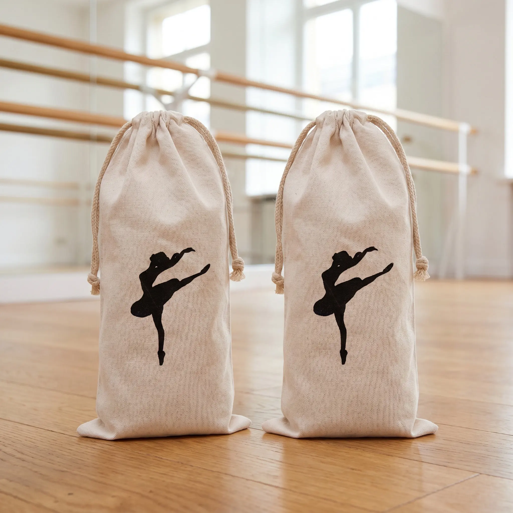 2 Pcs Ballet Toe Bags for Shoe Storage – Reusable Fabric Dance Bag Set