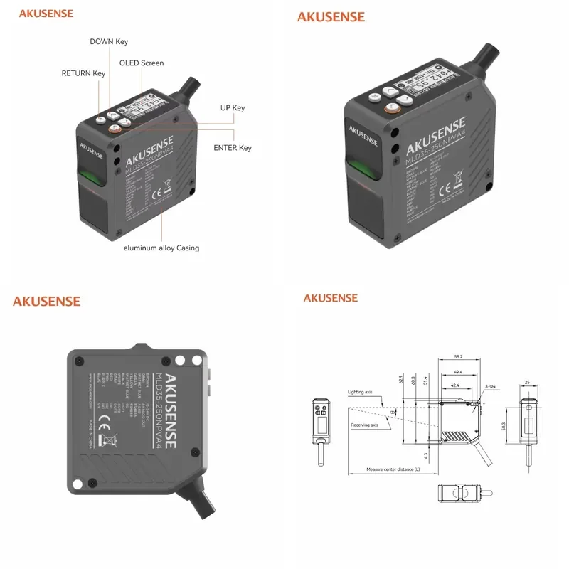 AKUSENSE MLD35 Sensor | High-Precision CMOS Triangulation | Industrial-Grade Distance Thickness Vibration Measurement