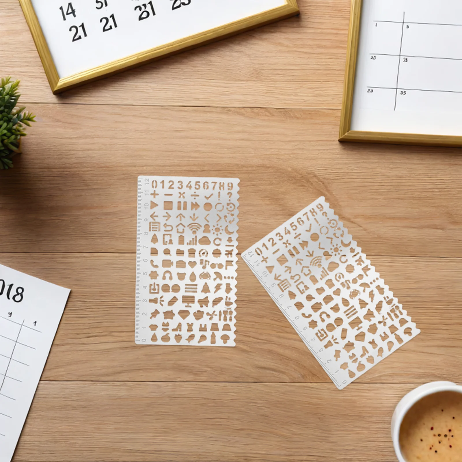 5 Buah Penggaris Stensil Bentuk Geometris untuk Templat Gambar Jurnal Alat Kerajinan Logam Diy Lukisan Scrapbooking Stensil Seni