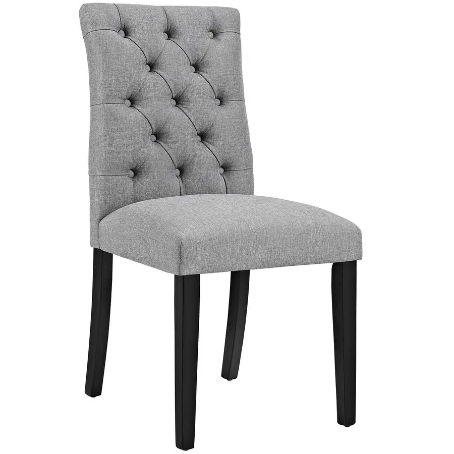 

MO Duchess Modern Tufted Button Upholstered Fabric Parsons, Dining Chair, Light Gray