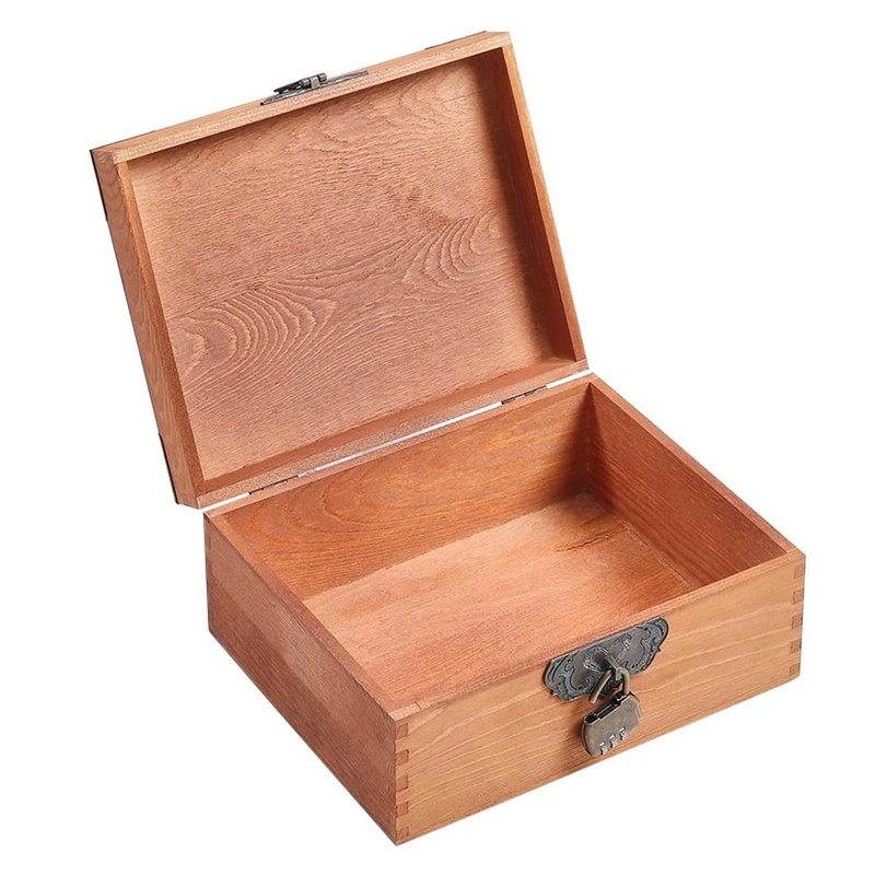 

Small Wooden Box Wooden Storage Box Small Gift Box With Lock For Jewelry Treasure Box Gift Box Walnut (Large 25L X 20W X 11Hcm)