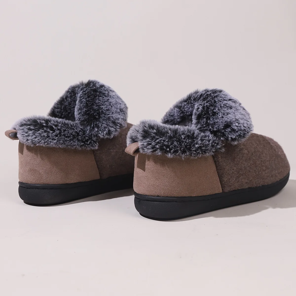 Smile Pop New Men Plush Slippers Indoor Fluffy Fur Home Men Slippers Outdoor Warm Closed Soft Non-slip Fuzzy Winter Men Shoes