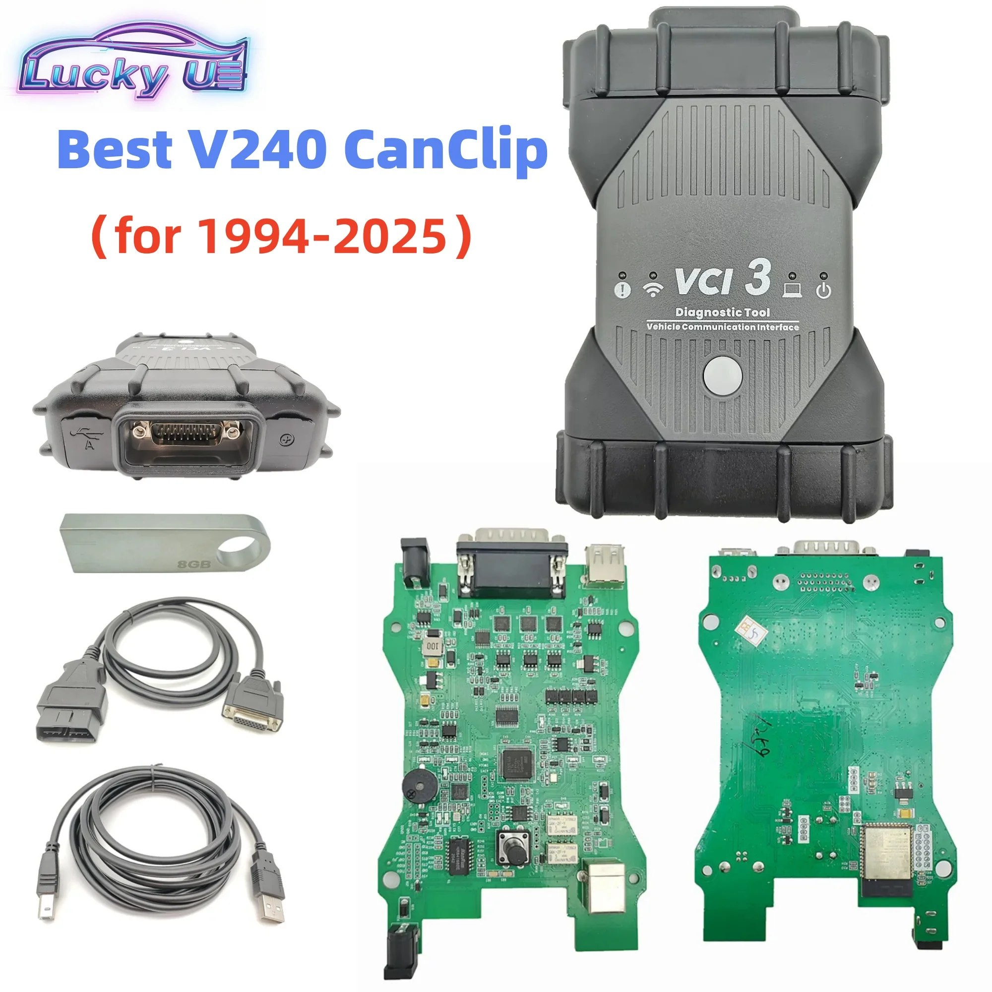 Outil de programmation OBD2 VCI3 V240 2025 pour Renault - Diagnostic complet du système pour véhicules EOL et CAN, version filaire