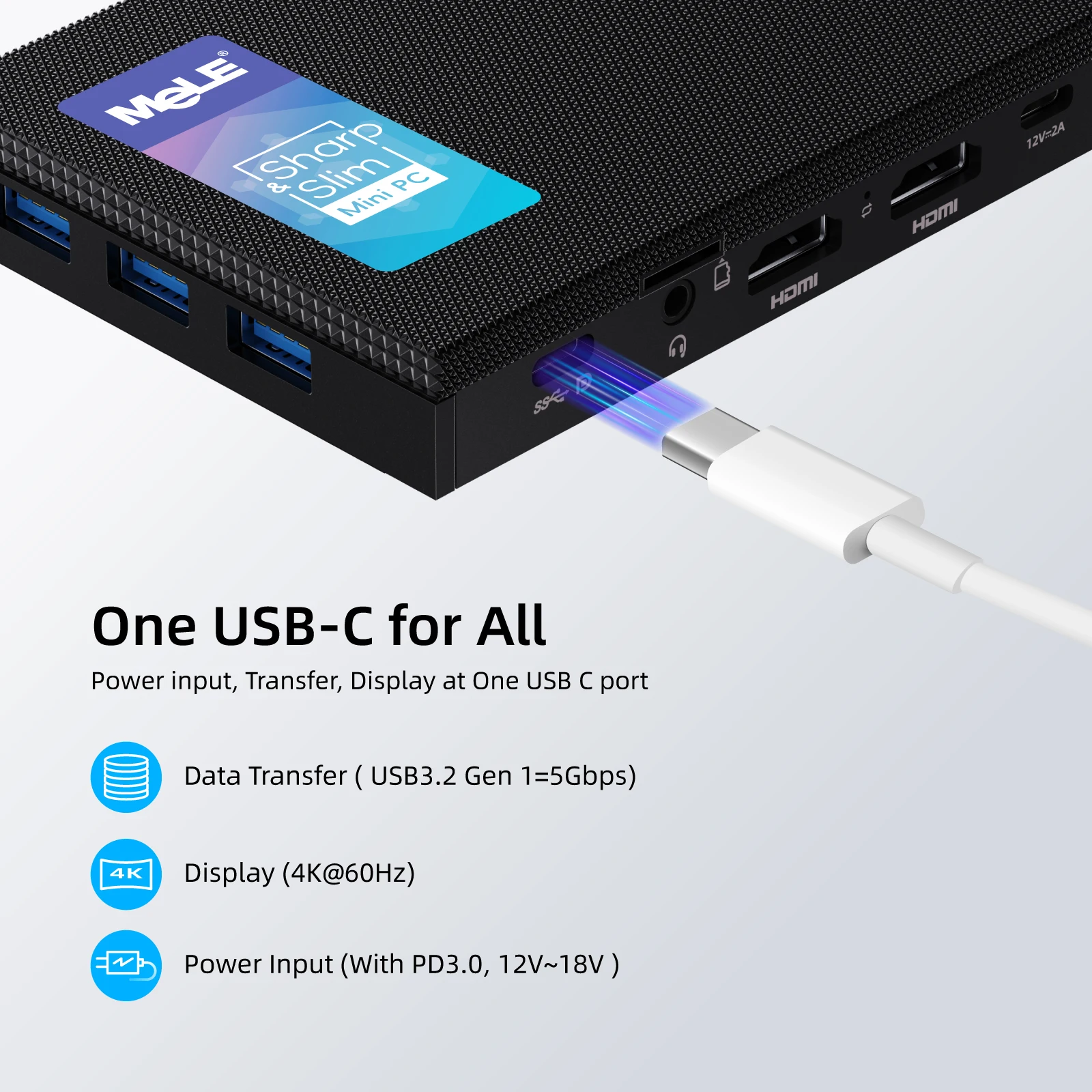 MeLE Fanless Mini PC Quieter3C N5105 16GB 512GB، كمبيوتر صغير واي فاي 5 سطح مكتب صغير USB-C PD، HDMI مزدوج 4K، PXE، يدعم M.2 SSD