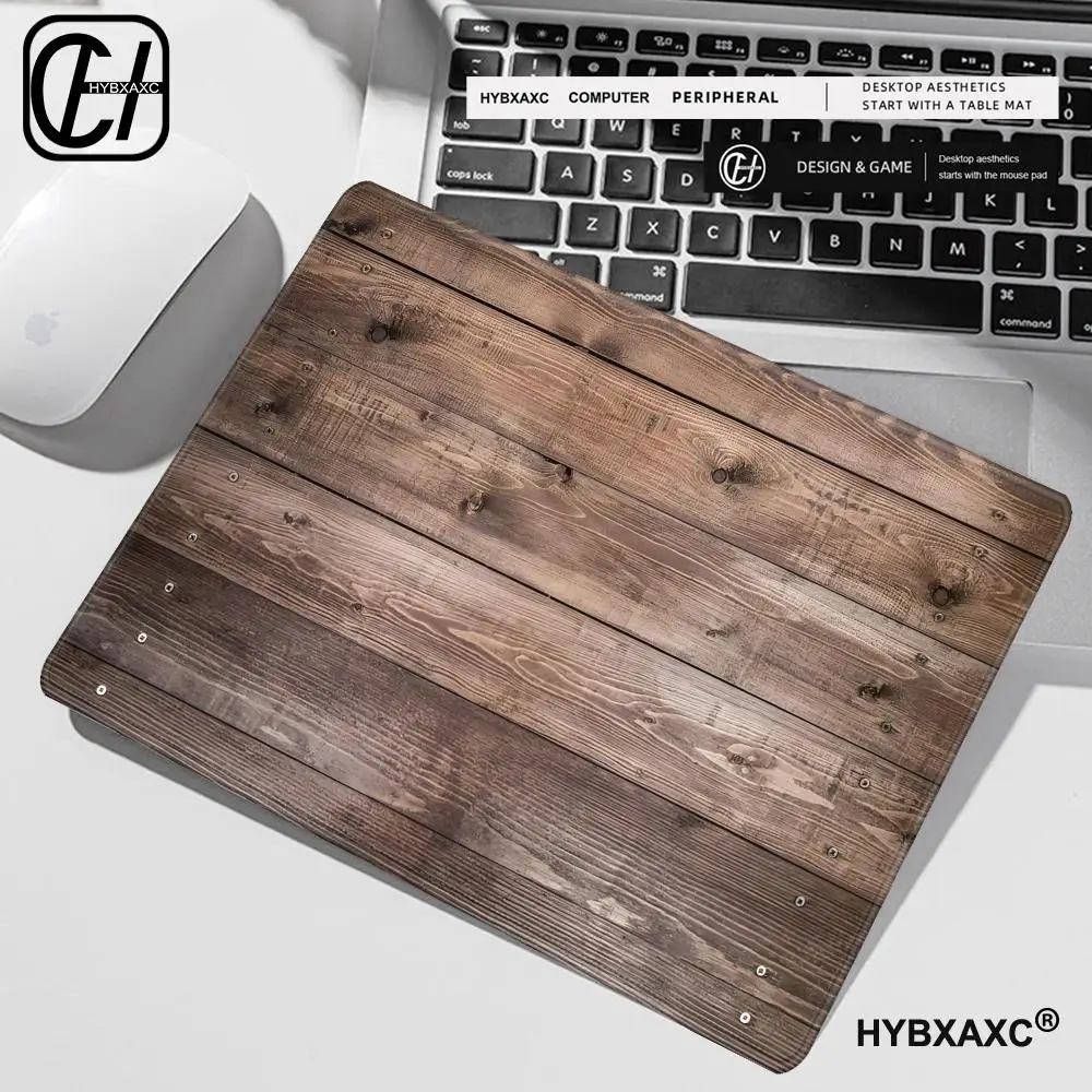 HYBXAXC Brown Wood Grain Mouse Pad Rubber MousePad 22X18CM Desk Mat for Computer Gamer Keyboard Table Cushion Gaming Accessories