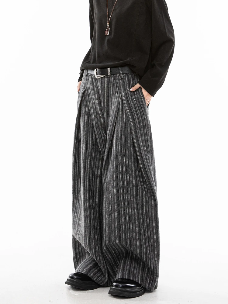 Pantalones urbanos a rayas grises para mujer, pantalones holgados Harajuku de los años 2000, ropa de calle Vintage Y2k, pantalones estilo japonés de los años 2000, ropa de moda