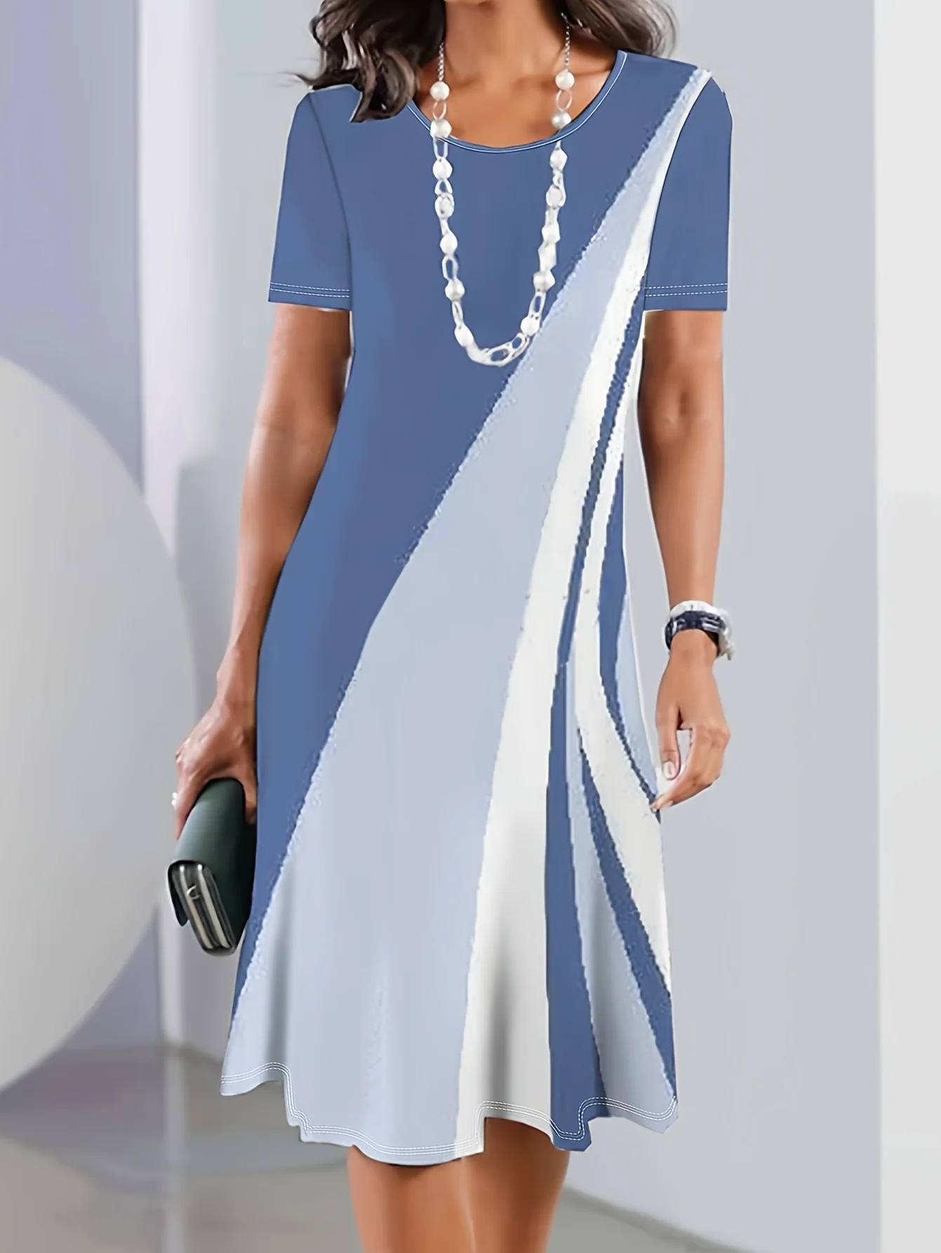 Vestido de verão feminino 3d impresso t camisa vestido manga curta casual solto beachwear roupas de férias de grandes dimensões com pescoço redondo