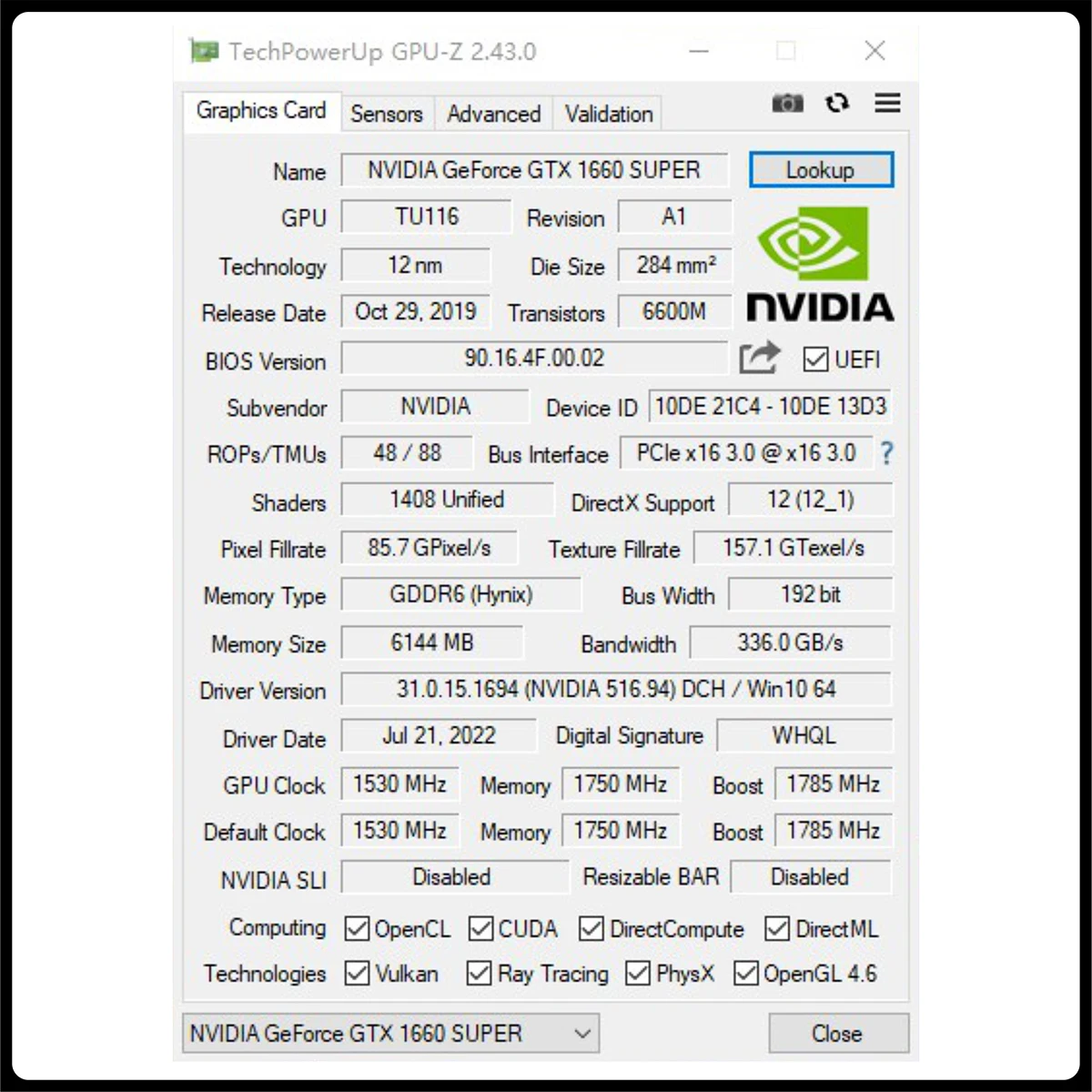 GTX 1660 Super 6GB Graphics Card GDDR6 192 Bit PCI-E 3.0×16 8Pin NVIDIA GPU Gtx 1660super Gaming Video Card Placa De Video