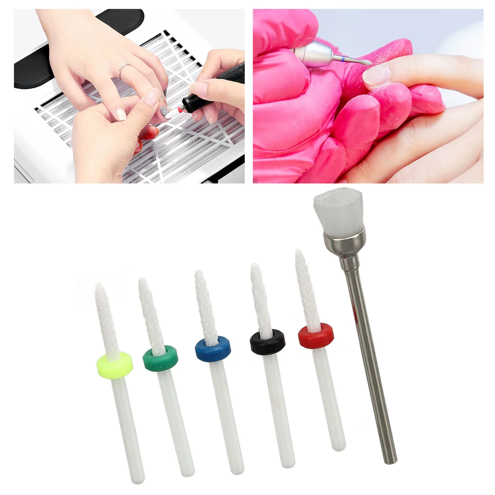 

ZK40 6pcs Nail Drill Bit Set Professional Home Salon Ceramic Cuticle Remover Bits for Nail Artist Novice
