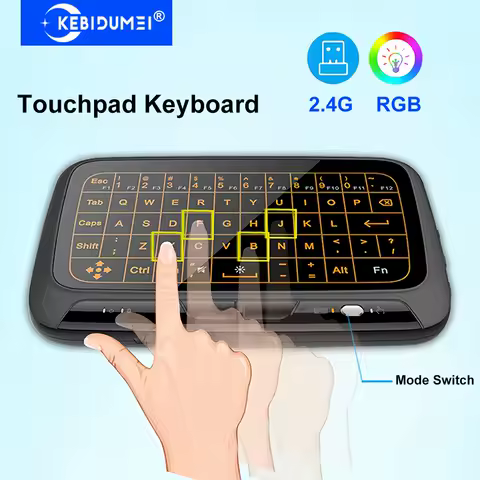 2.4G Wireless Keyboard with Full Touchpad Mini Keyboard Air Mouse Backlit Rechargeable Keyboard for PC Laptop Smart TV PS3
