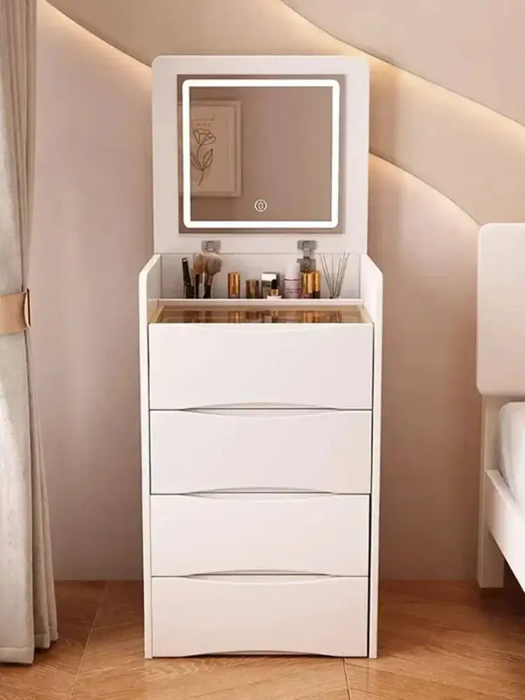 White Wooden Dressing Table Mirror Vanity Drawer Type Makeup Vanity Nightstands Girl Comoda Pra Quarto Bedroom Furniture MQ50DT