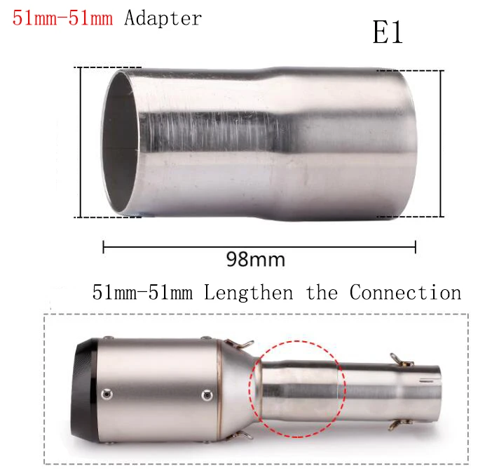 Motorcycle Exhaust Escape Pipe adapter 60-51mm 51-38mm connect Reducer extra Muffler Stainless Steel install accessory and tools