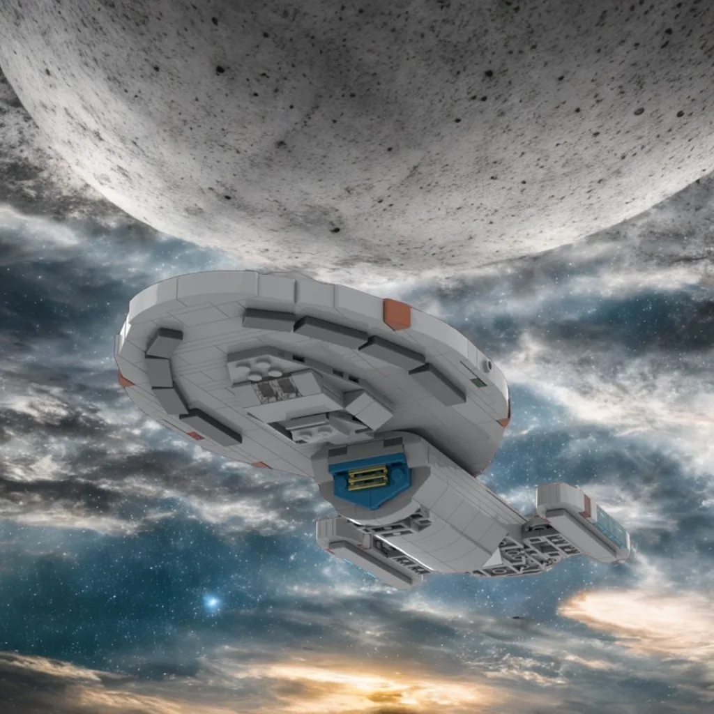 486pcs MOC Intrepid Class Starship Star Trek Voyager Model Building Blocks Home Decor Desk Display Shelf Accent Gift For Adults