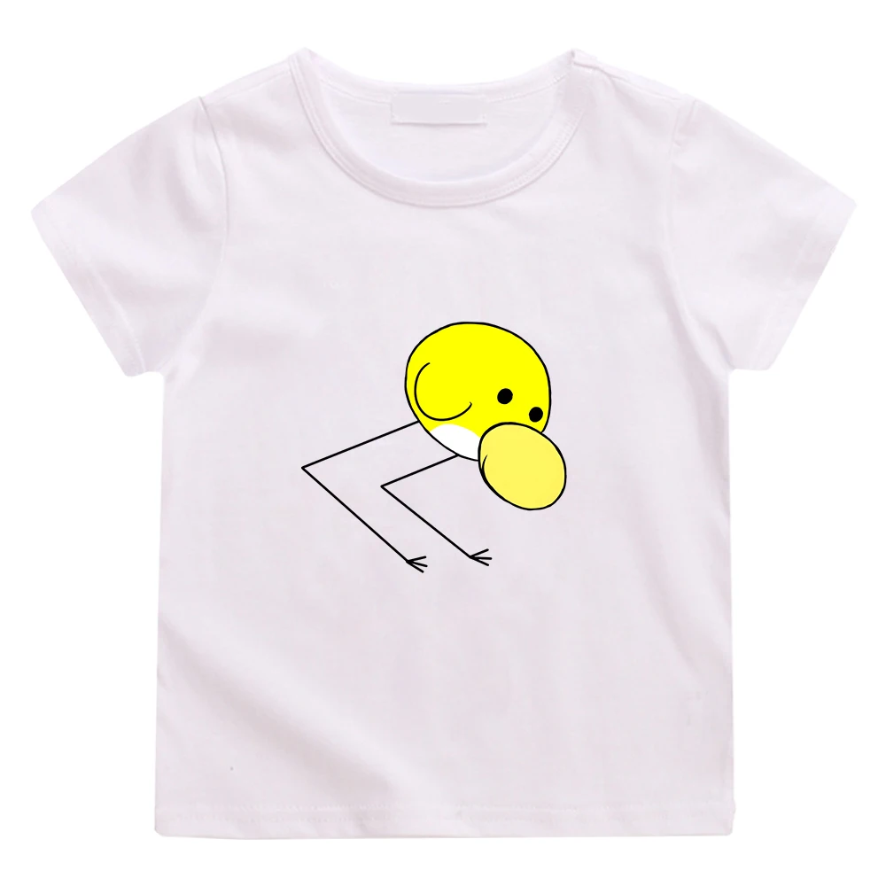 Gra Huebird szczęścia laska T-shirt z nadrukiem 100% bawełniana chłopcy/dziewczęta dzieci Cartoon koszulka letnia z krótkim rękawem koszula z okrągłym dekoltem