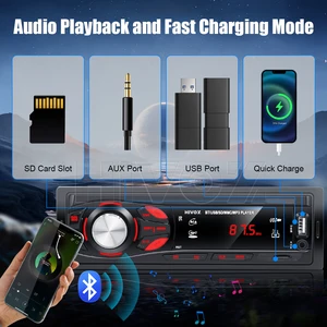 Vihoz rádio de carro áudio 1 din bluetooth estéreo mãos-livres chamando mp3 player receptor fm com cartão aux/usb/tf no kit traço 12 principais vendas radio para carro - №7