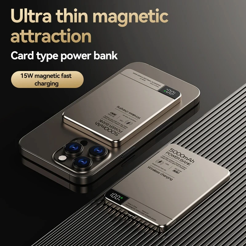 باور بانك لاسلكي مغناطيسي 10000 مللي أمبير في الساعة من Xiaomi فائق النحافة PD25W شحن سريع بطارية خارجية محمولة لهاتف آيفون وسامسونج Magsafe