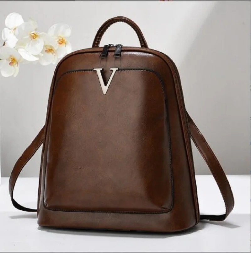 

New Women's High Quality Leather Laptop Backpacks Fashion Casual Large Capacity Travel Double Shoulder Bags Totes School Bag