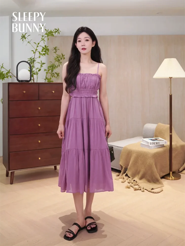 Elegant Backless Summer Dress for Women Spaghetti Strap Tiered Maxi Sundress High Waist Flowy Beach Holiday Outfit for Travel