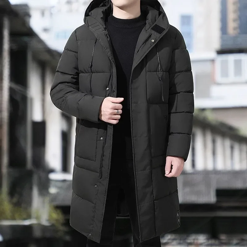 Mid To Long Winter 2024 Thick Casual Trend Versatile Hooded Cotton Jacket for Men Men Clothing