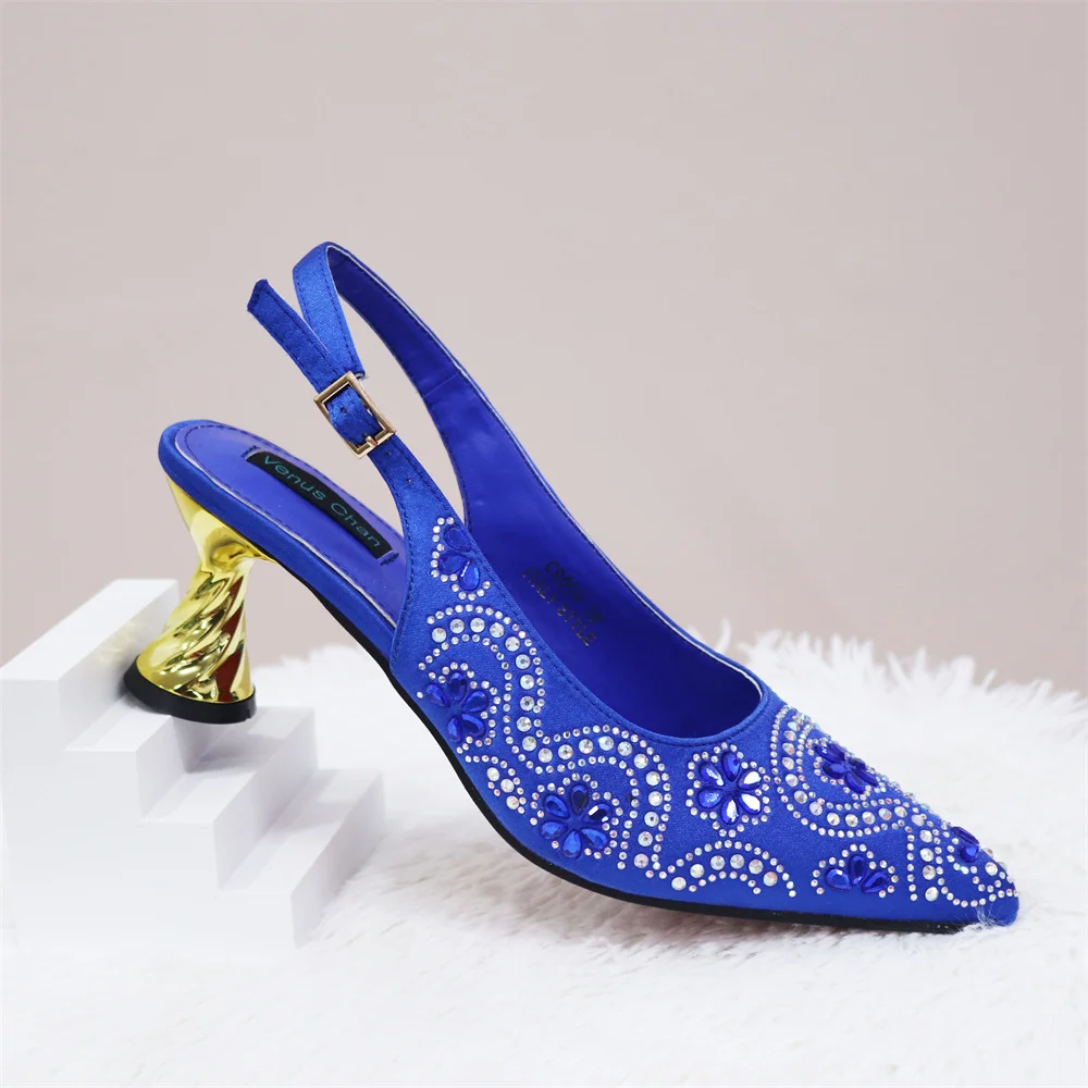 2024 Large Size Sandals Comfort Shoes for Women Espadrilles Platform High Heels Suit Female R.Blue Shallow Mouth