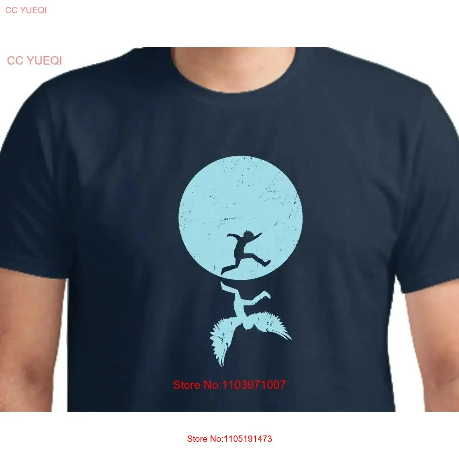 Camiseta Icarus Reflection Kid Falling Angel mitología serigrafía azul Camiseta de algodón de mano para él moda estirada lavada vintage