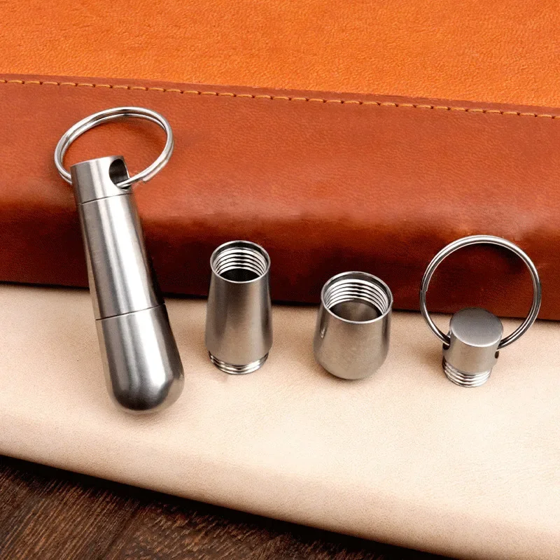 FEGVE Titanium Waterproof Capsule - Small EDC Storage Bottle, Portable Airtight Box, Outdoor Survival Gear Tool
