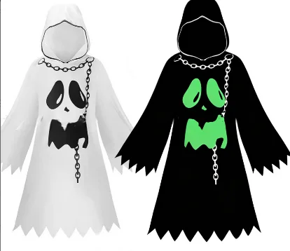 Halloween Cosplay Dress Carnival Party Fancy Dress Up Role Play Outfit For Girl Scary Ghost Costume Hooded Cape Robe For Girls