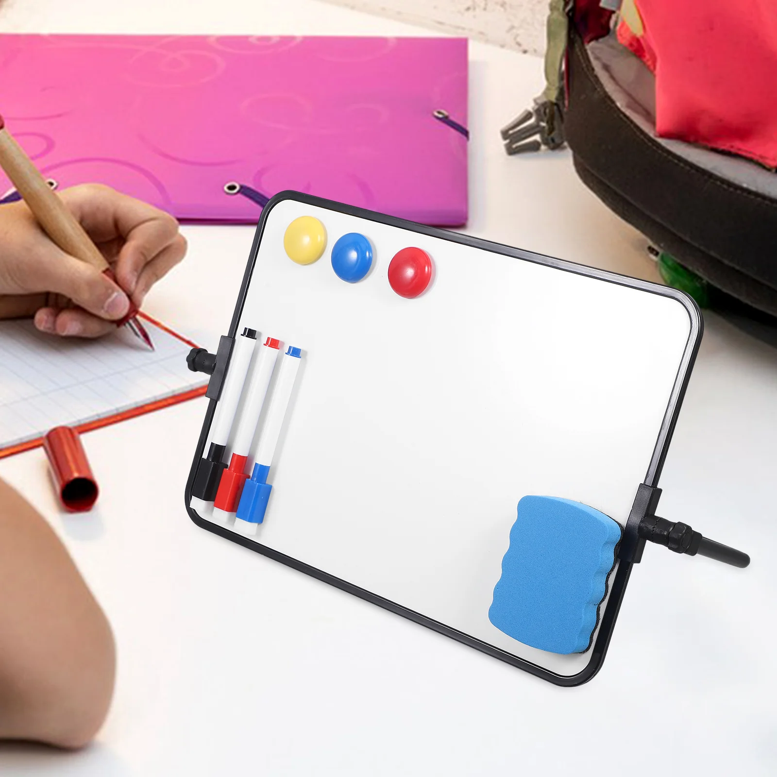 Small Double-Sided Magnetic Whiteboard Dry Erase Portable Calendar Office Note Message Stand Easel Writing Tablet Black