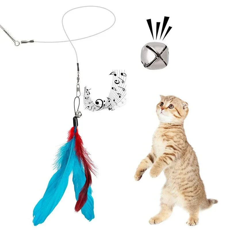 11pcs Remplacement Plume de Chat Jouet Ensemble Plume Tête de Remplacement Rétractable Chat Bâton Chat Produits