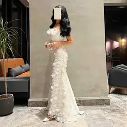 Gorgeou vestido de noche de sirena con tirantes finos, retazos de encaje, Arabia Saudita, Espalda descubierta, plisado, largo hasta el tobillo, vestido de fiesta Formal para ocasiones