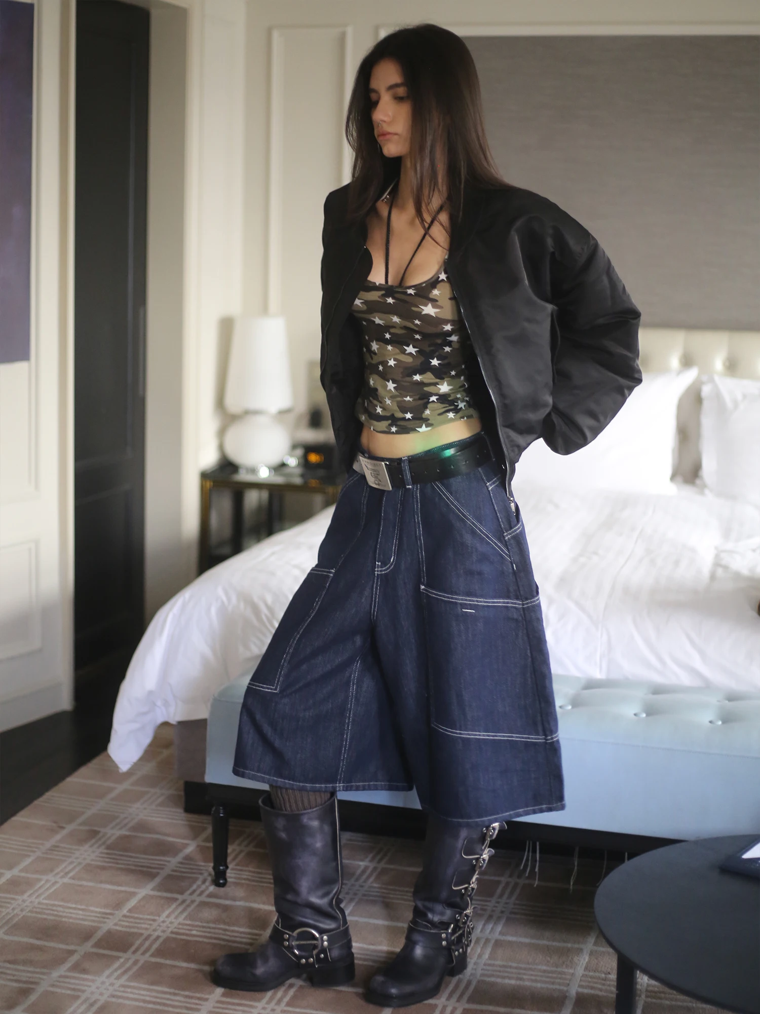 

Pimeili Весна 2025: Женские джинсы-кюлоты с широкими штанинами, укороченные (7/8), повседневные, удобные, модные