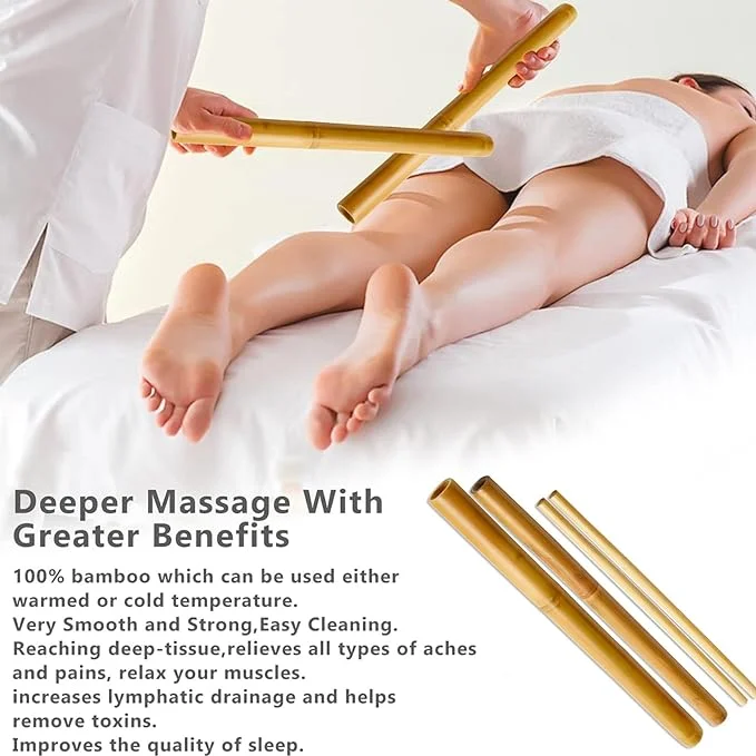 Gua Sha Massage Stick Natural Bamboo Stick for Massage Neck Shoulder Back Muscle Relaxing Massager Body Contour Massager Tool