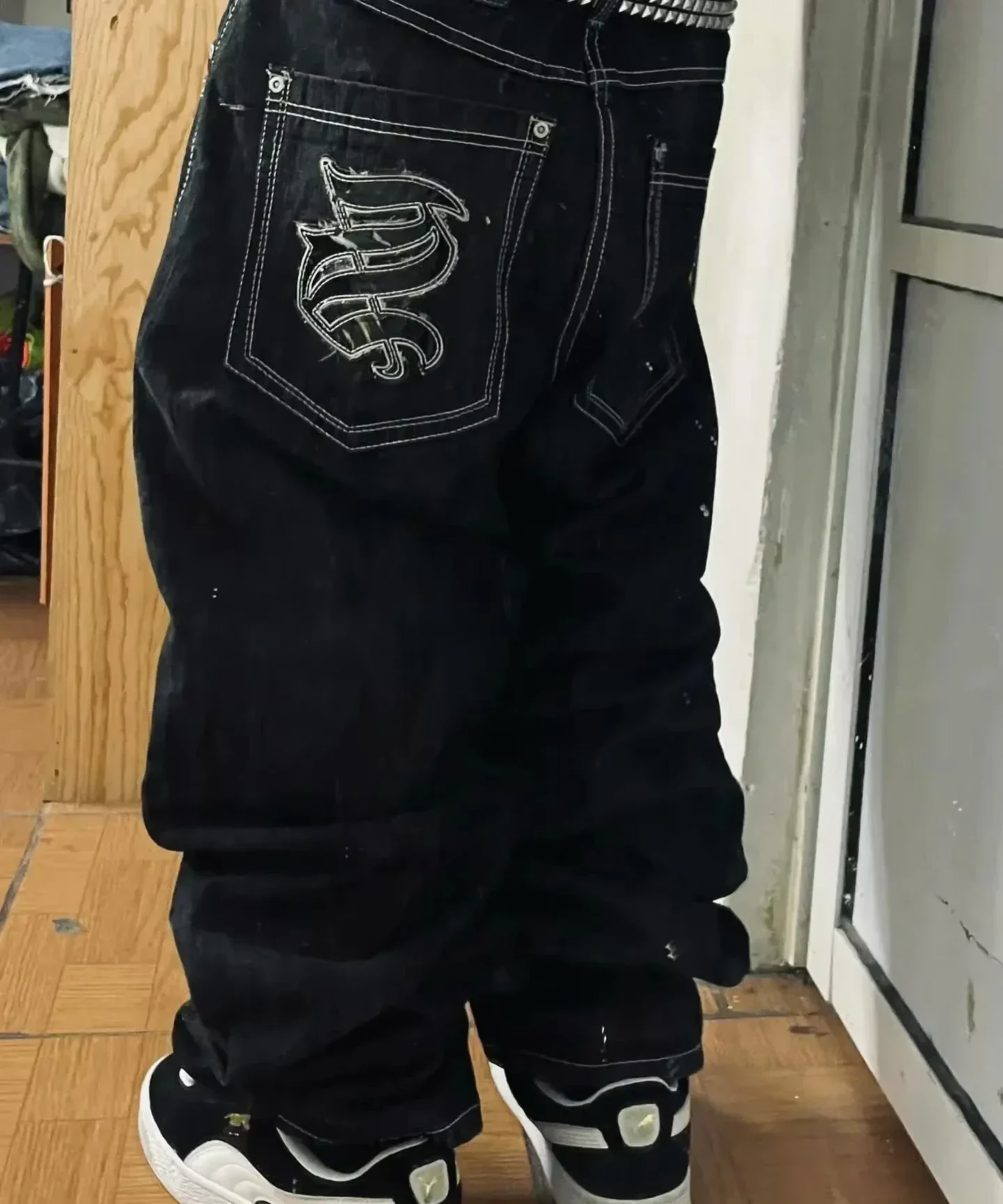 

Y2K Hip Hop Street Wide Leg Jeans Pants American Trendy Jeans Retro Gothic Graphic Embroidery Loose Men Harajuku Jeans