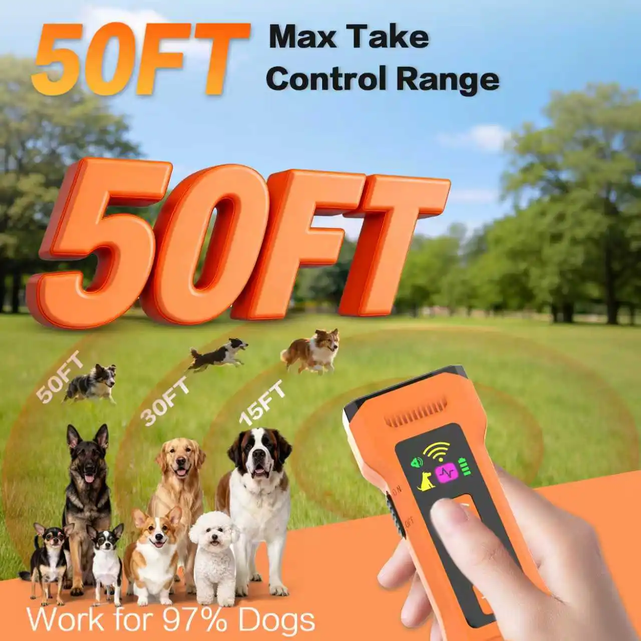 WXRPET Pet Dog Repeller Ultrasonic Dog Training Device Rechargeable Anti Dog Bark Deterrent Device With LED Flashlight - view 2