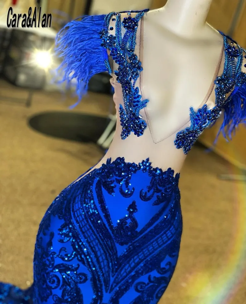 Vestido De fiesta azul real brillante 2025, vestidos De fiesta De cumpleaños para niña negra con lentejuelas Glam para mujer, vestidos De noche largos personalizados