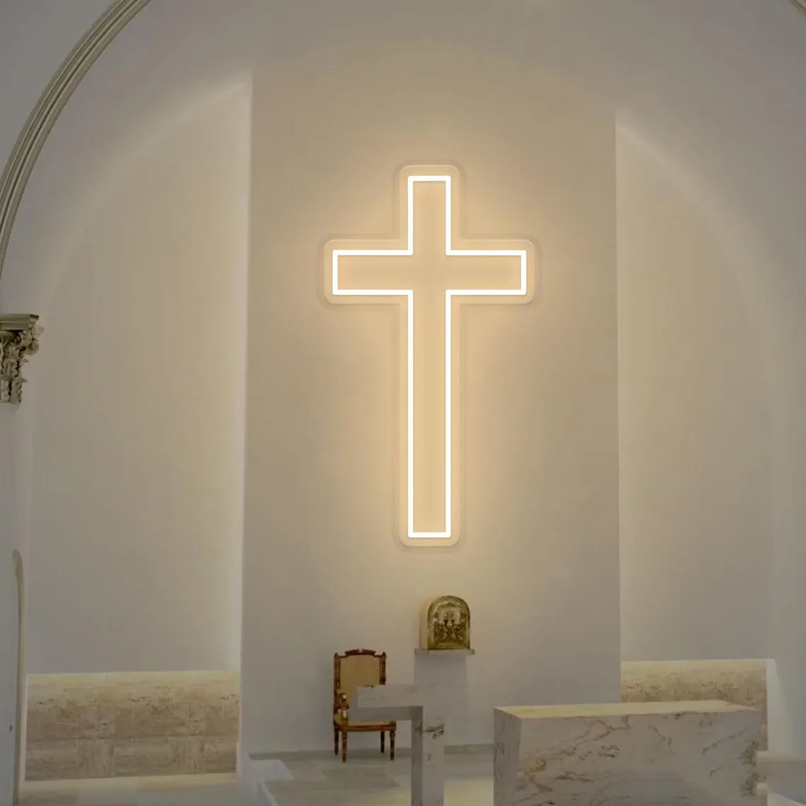 Cross Neon Sign,Cross Jesus Save Faith Neon Wall Art,Church Decor,Easter Day Neon Sign,Neon Sign Lets Party,Home Neon decor