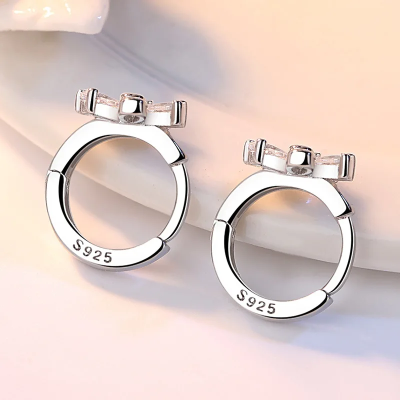 Genuine 925 Sterling Silver High Quality Crystal Jewelry New Flower Hoop Earrings For Women XY0118