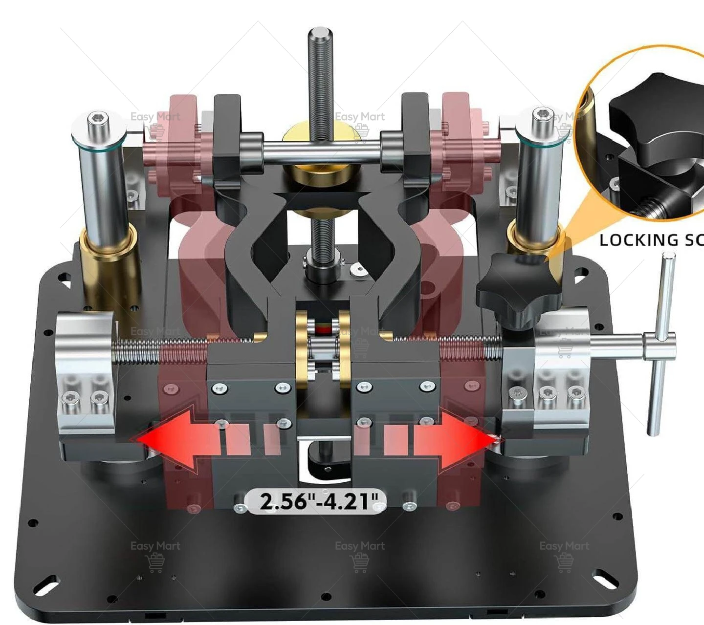The router lift is suitable a diameter of 6.5 cm - 10.7 cm.