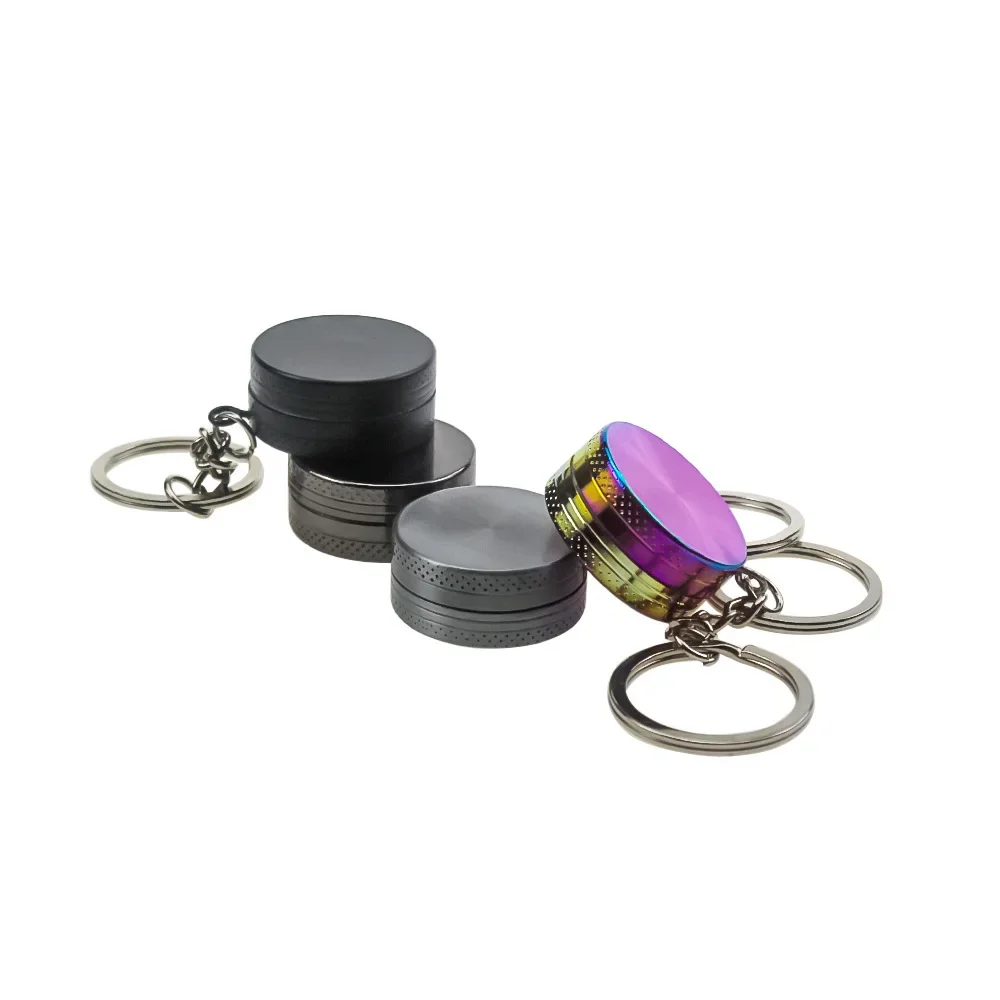 30MM Herb Tobacco Grinder Crusher with Keychain 2-layers Cigarette Grinder Spice Cigarette Herb Tobacco Grinder Hand Miller