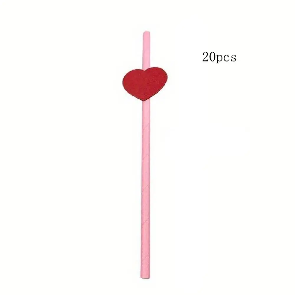 

20Pcs Eco-friendly Heart Paper Straws Pink/yellow Degradable Daisy Flower Paper Straws 6mm Disposable Drinking Straw