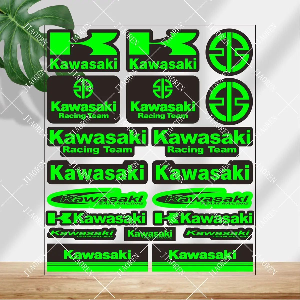

Vinyl Kawasaki Sticker Logo Motorcycle Tank Helmet Green Decal Set #102